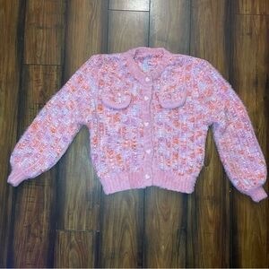J.ING Pink and Orange Textured Cardigan